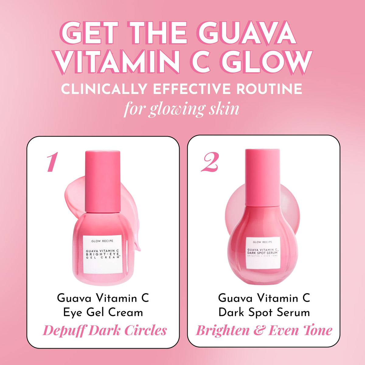 Glow Recipe before and after swatches showing improved tone and brightening benefit