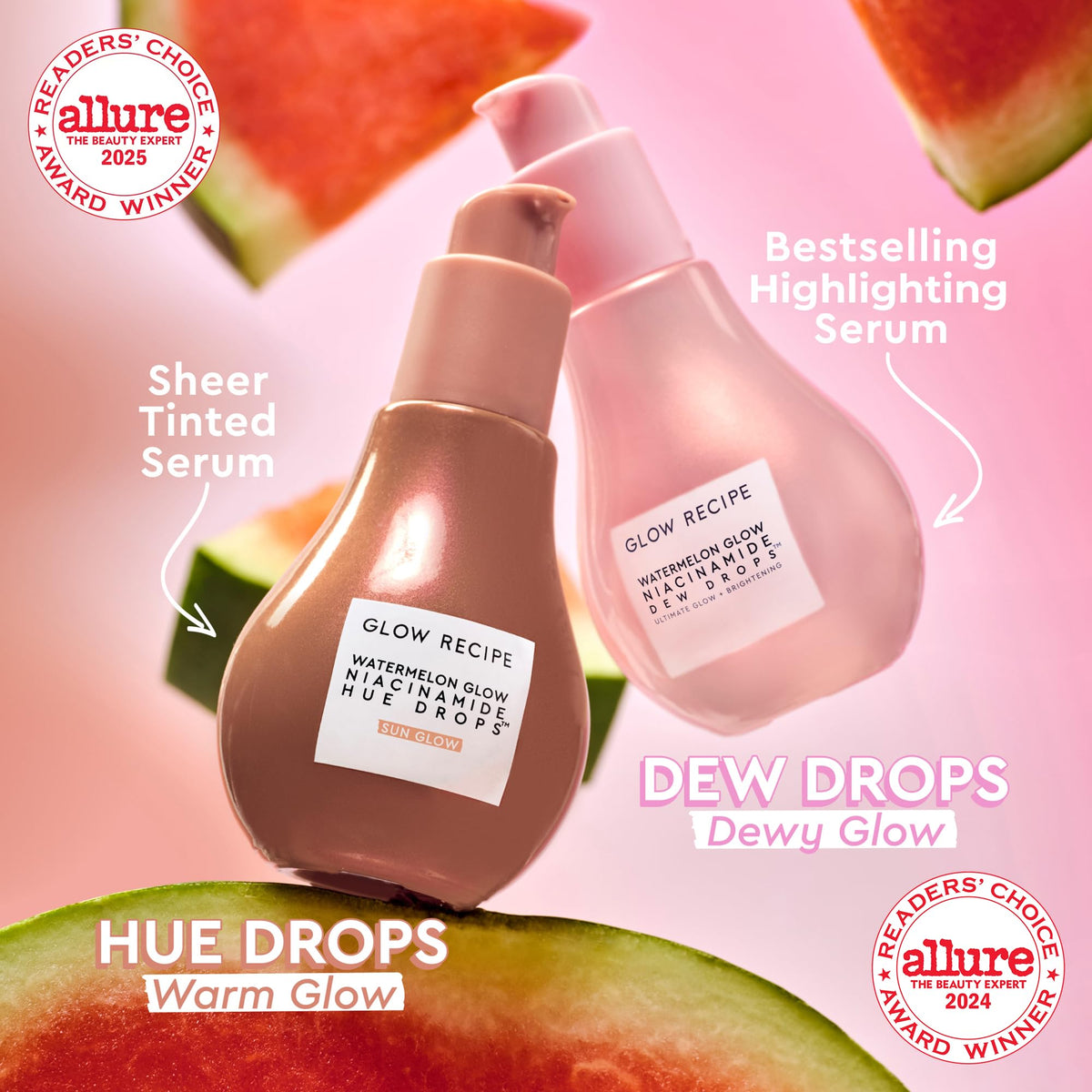 Glow Recipe dropper pump dispensing bronzing drops showcasing precise application benefit