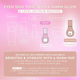 Glow Recipe drops mixed into foundation demonstrating added luminosity and buildable warmth