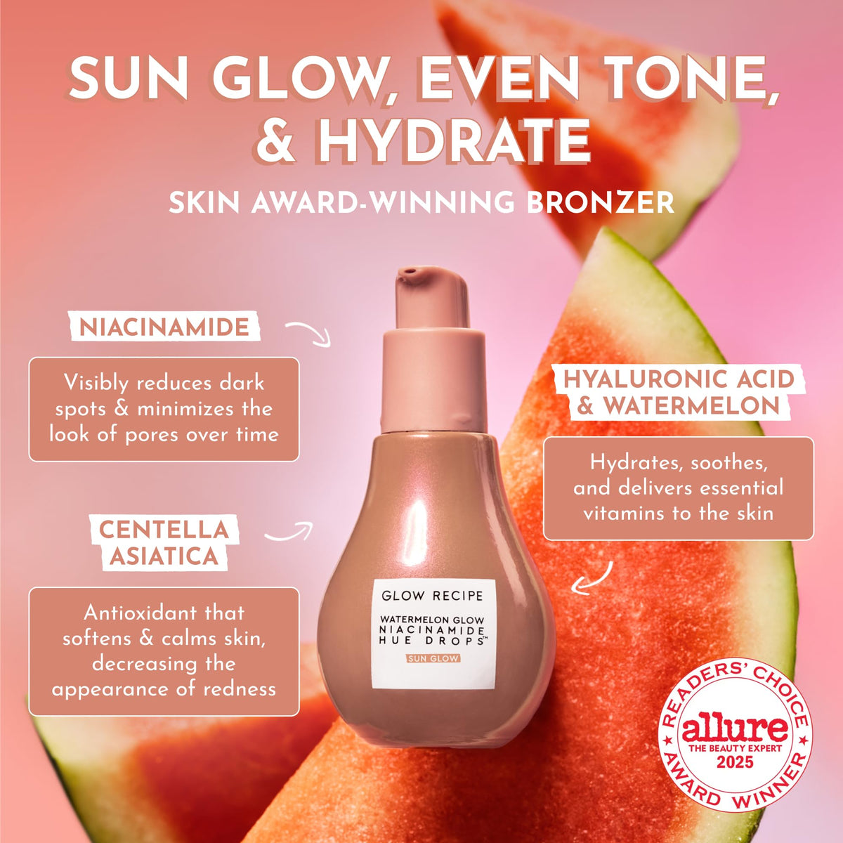 Glow Recipe applied as cheek highlight showing natural sun-kissed glow on skin
