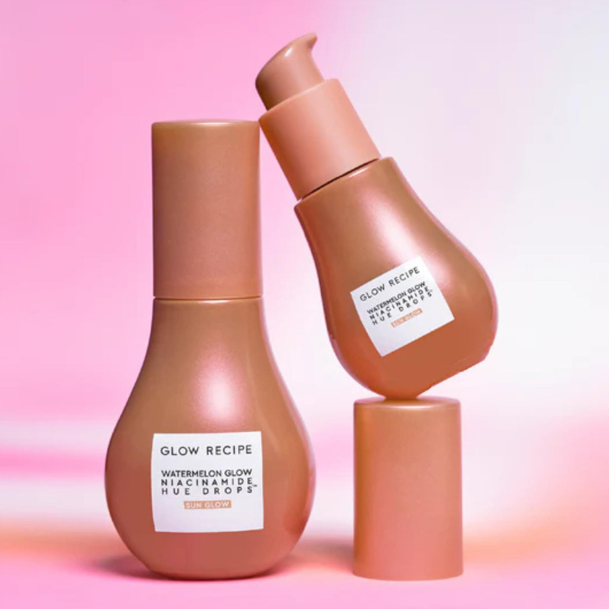 Glow Recipe Hue Drops next to a credit card to show compact 15ml size and portability