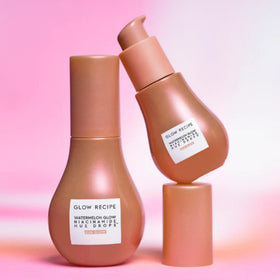 Glow Recipe Hue Drops next to a credit card to show compact 15ml size and portability