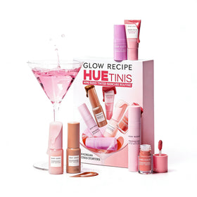 Glow Recipe front packaging showing the 7-piece mini tinted skincare set and travel-ready appeal