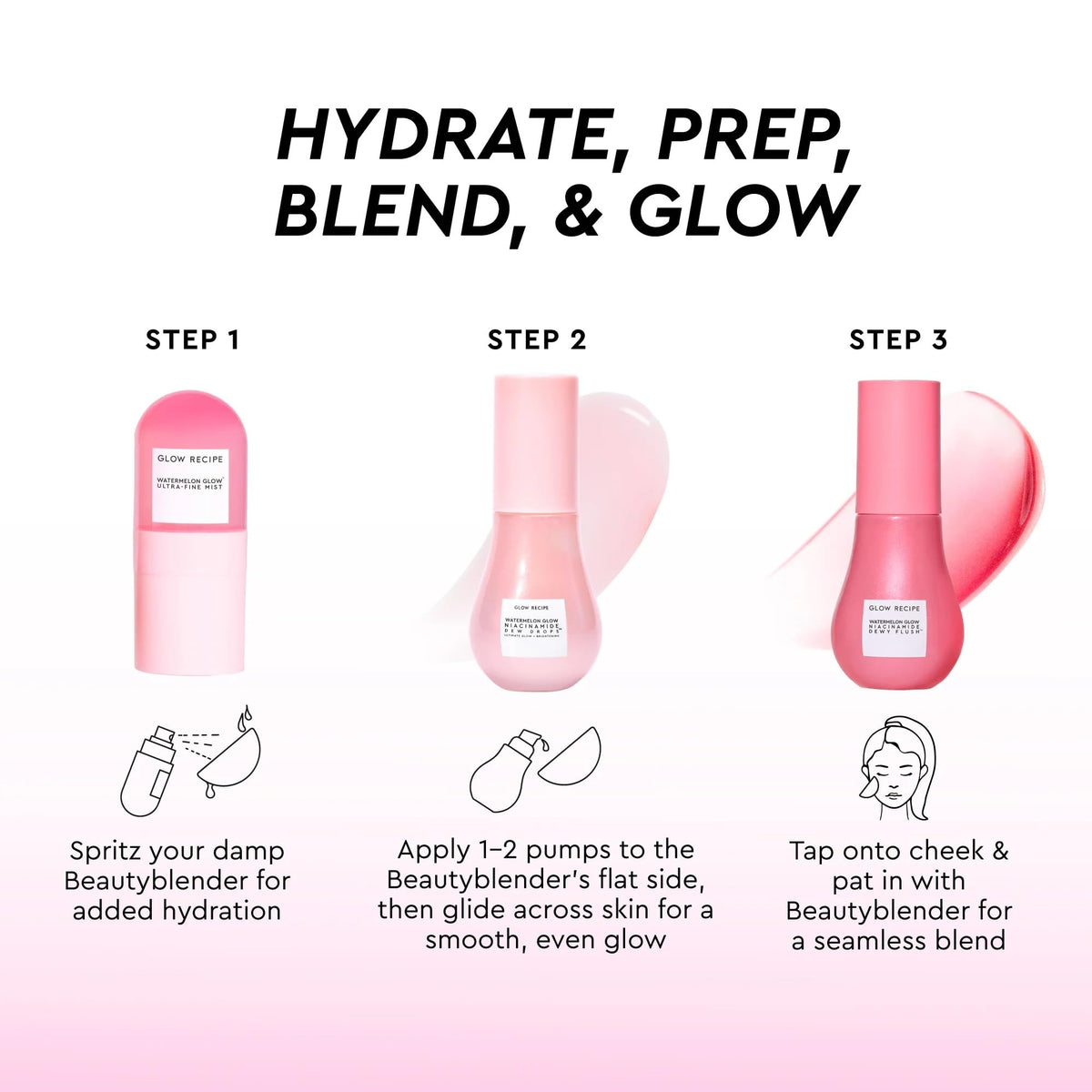 Glow Recipe hydrating face mist spraying to refresh and set makeup