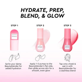 Glow Recipe hydrating face mist spraying to refresh and set makeup