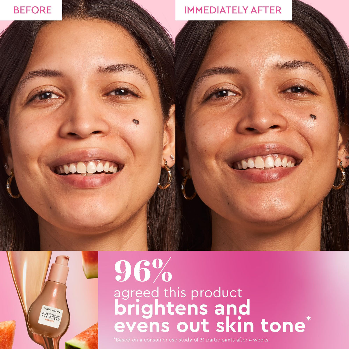 Glow Recipe mixing Hue Drop and Dew Drop in hand to customize tint and luminosity