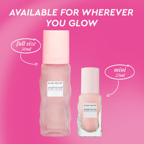 Glow Recipe jar inside travel pouch displaying portability and on-the-go hydration