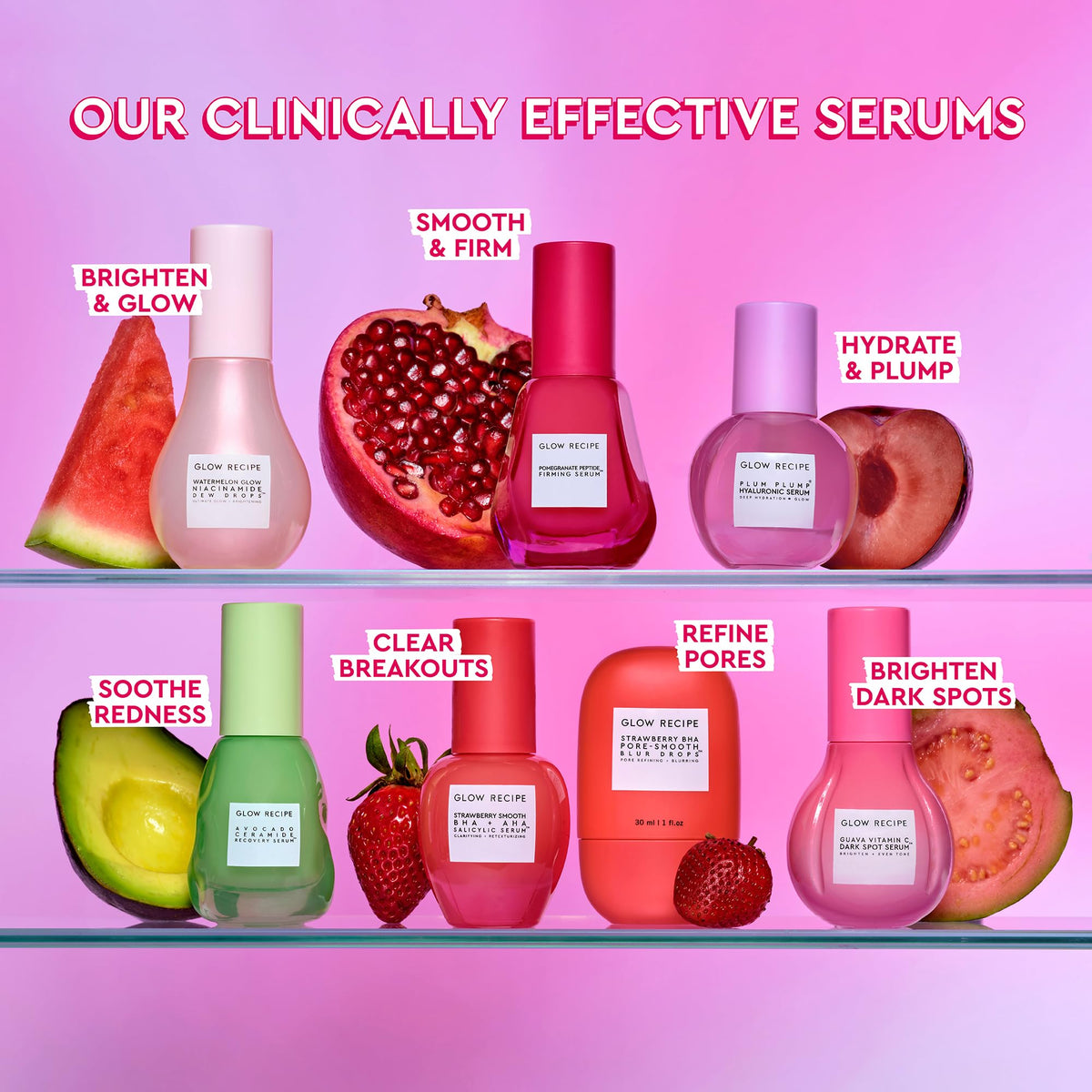 Glow Recipe serum staged in bathroom routine showing easy layering under moisturizer