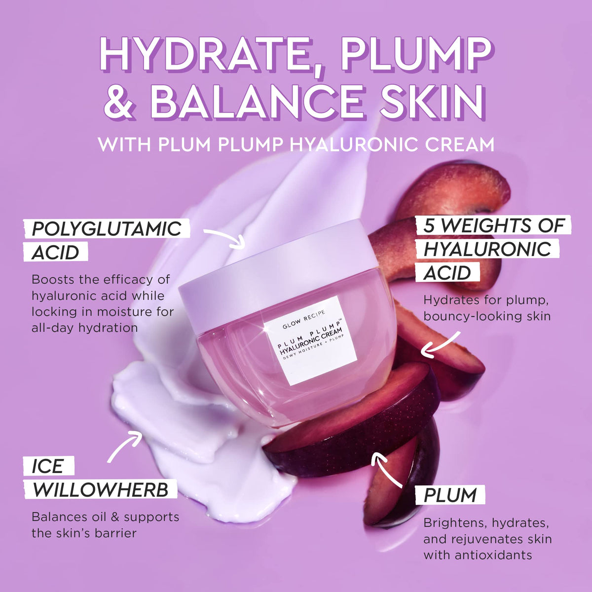 Glow Recipe plums and fruit extracts emphasizing antioxidant nourishment