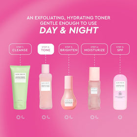 Glow Recipe Pride toner flatlay with other routine products to show easy integration into skincare