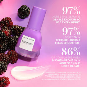 Glow Recipe applying serum to cheek demonstrating evening resurfacing routine