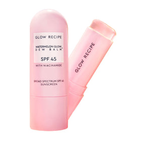 Glow Recipe stick front packaging showing SPF 45 and travel size benefit