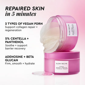 Glow Recipe pad saturated with serum showing hydrating texture benefit