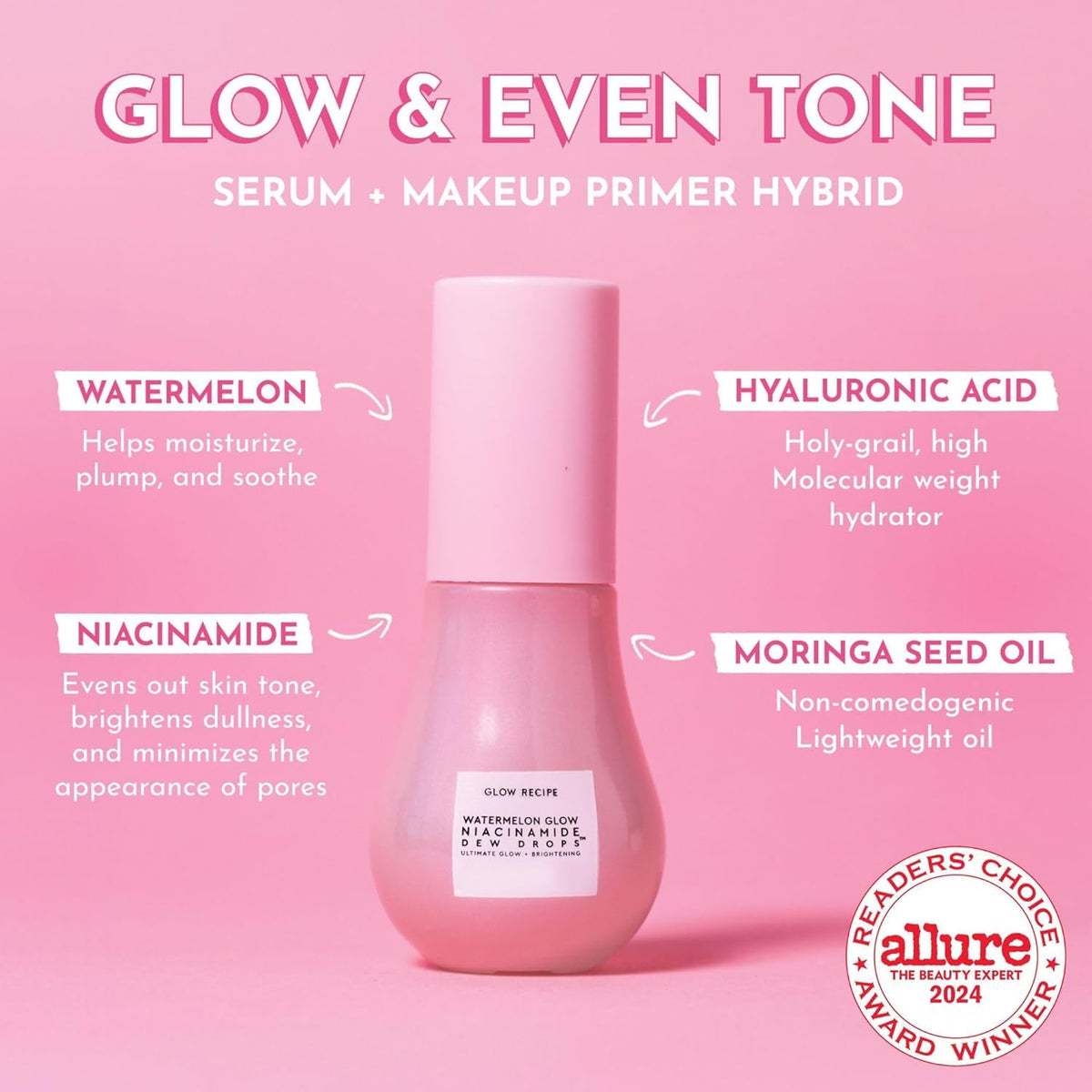 Glow Recipe toner pouring into palm demonstrating lightweight hydration