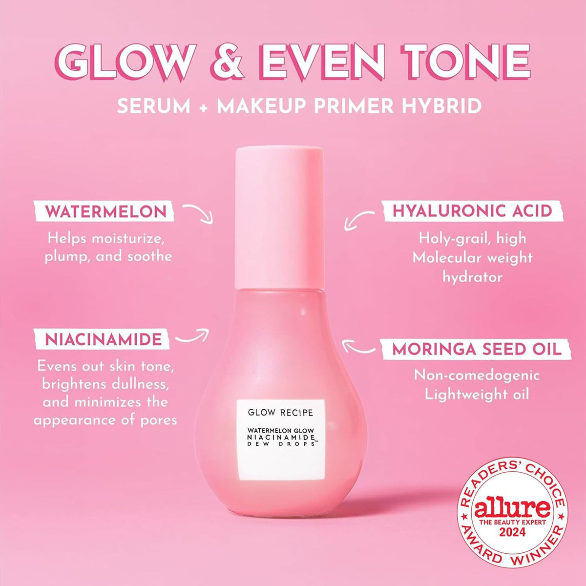 Glow Recipe pipette dispensing a droplet to control primer and serum application