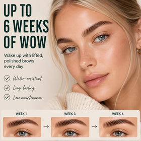 Glow Spell application on model brows showing precise shaping and lift