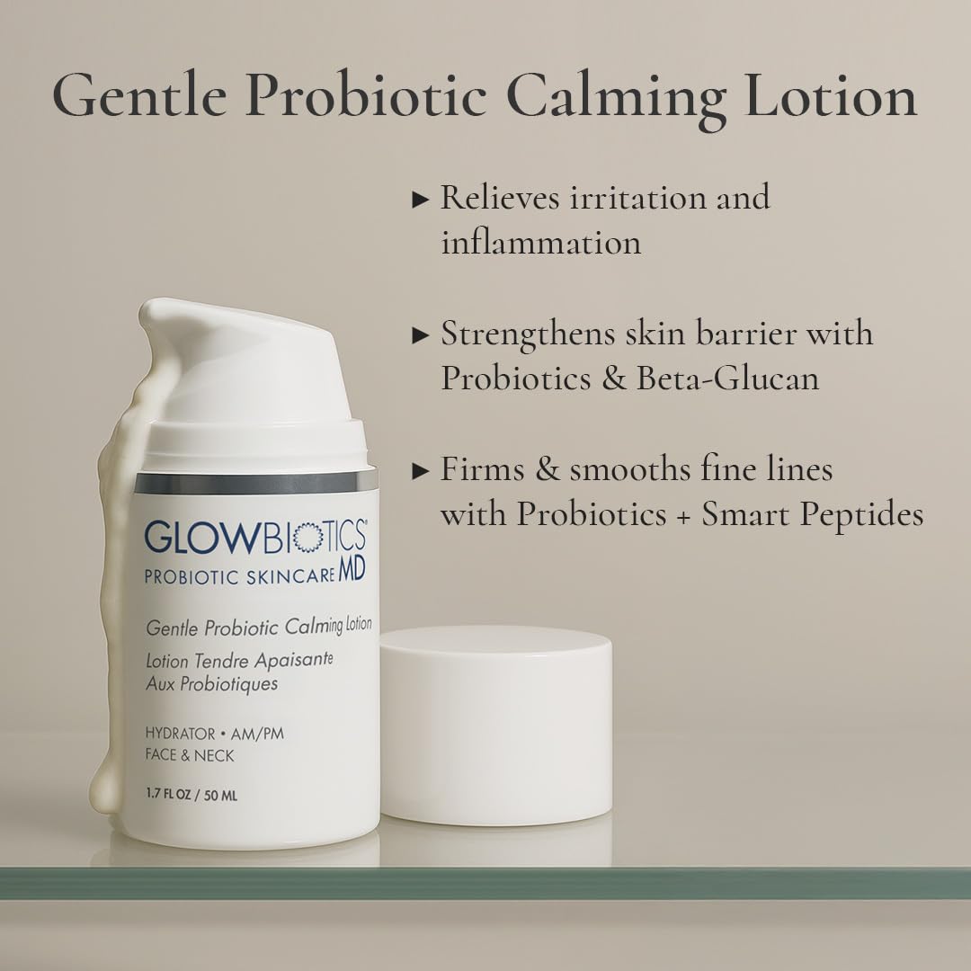 Glowbiotics ingredient display with niacinamide and green tea to show soothing antioxidant benefits