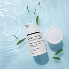Glowbiotics lotion layered with sunscreen in morning routine to show compatibility and protection