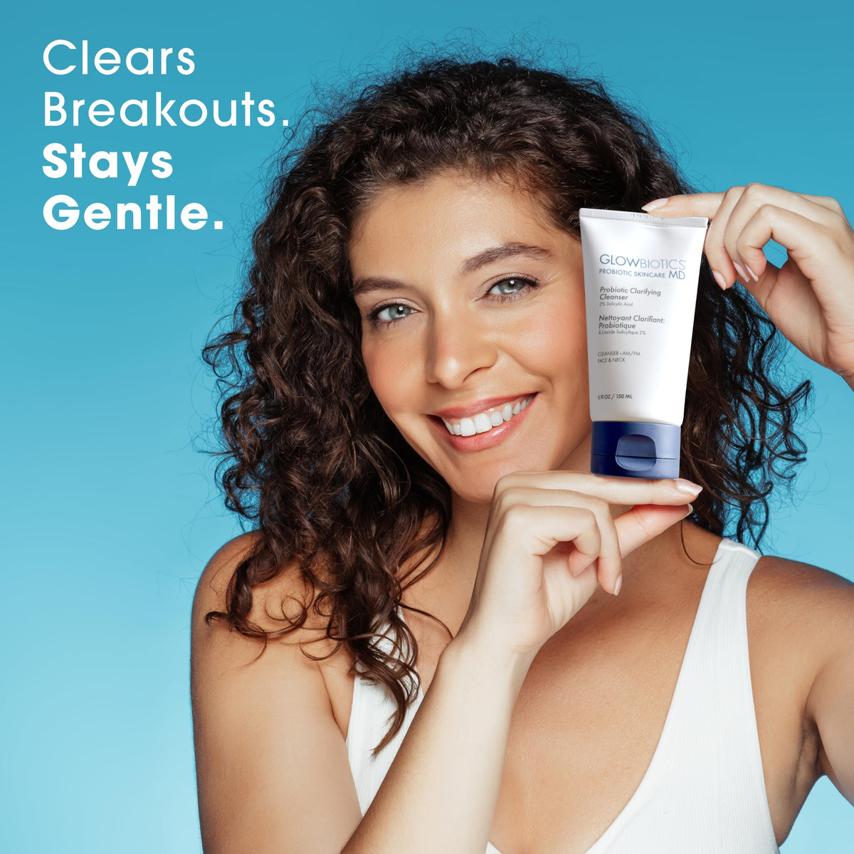 Glowbiotics texture on hand showing foam that cleanses without over-drying