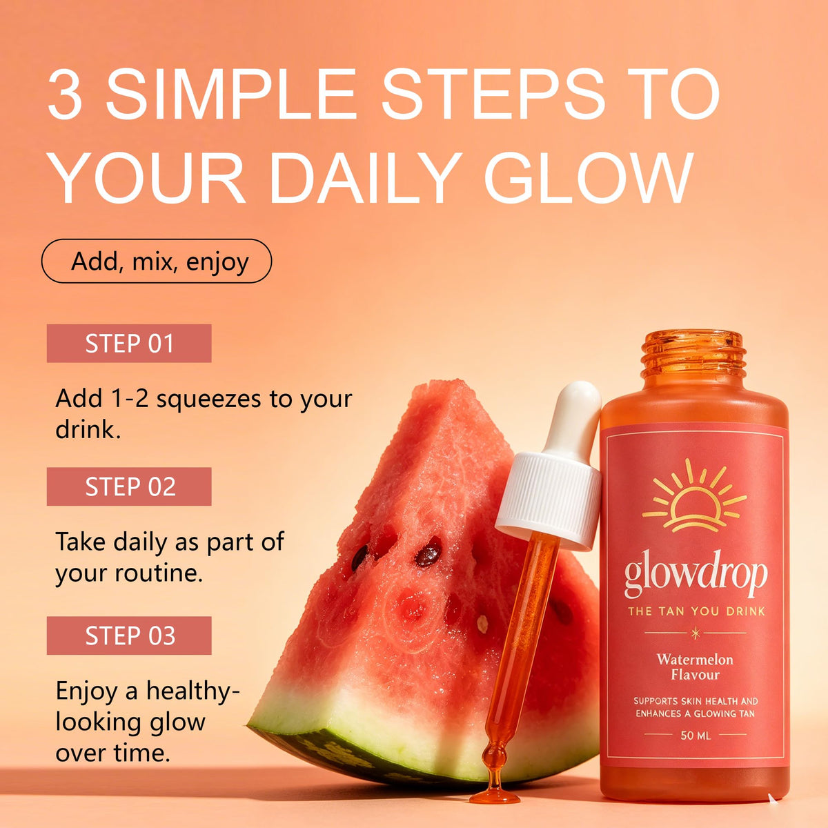 glowdrop mixed in glass of water illustrating simple daily mixing convenience