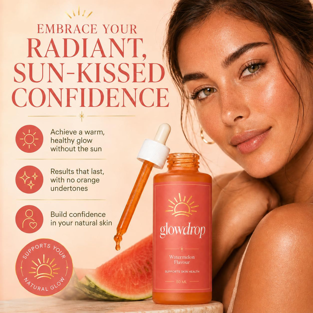 glowdrop subtle skin glow detail on cheek to show natural luminous effect