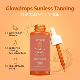 Close shot of liquid drops texture highlighting even, buildable tanning effect