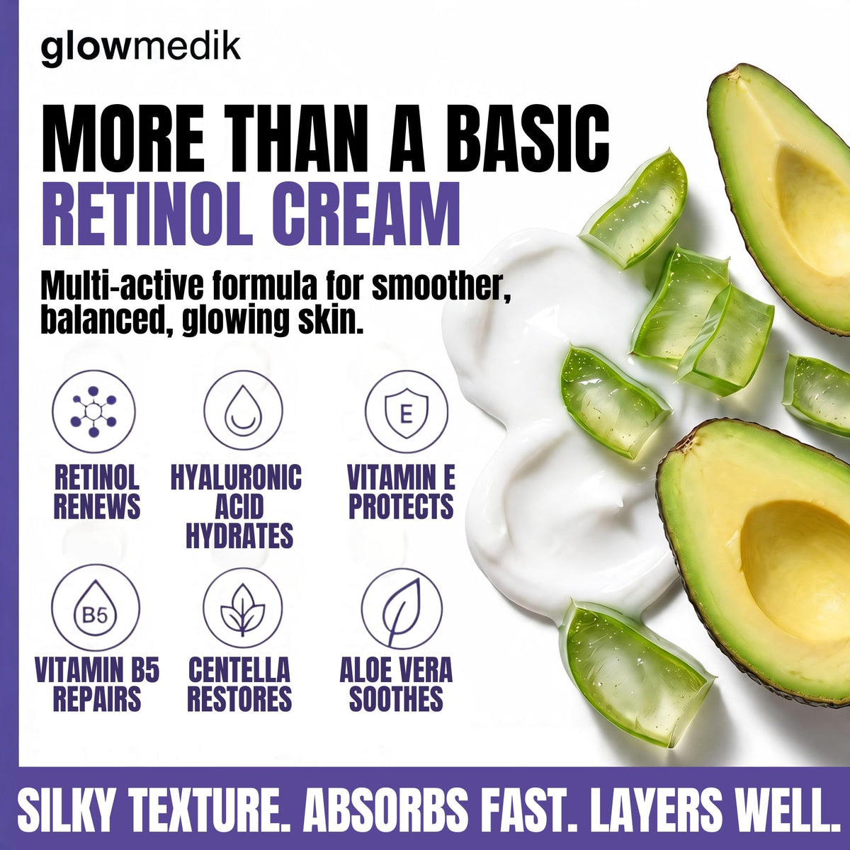 Glowmedik before and after skin texture comparison showing visible smoothing