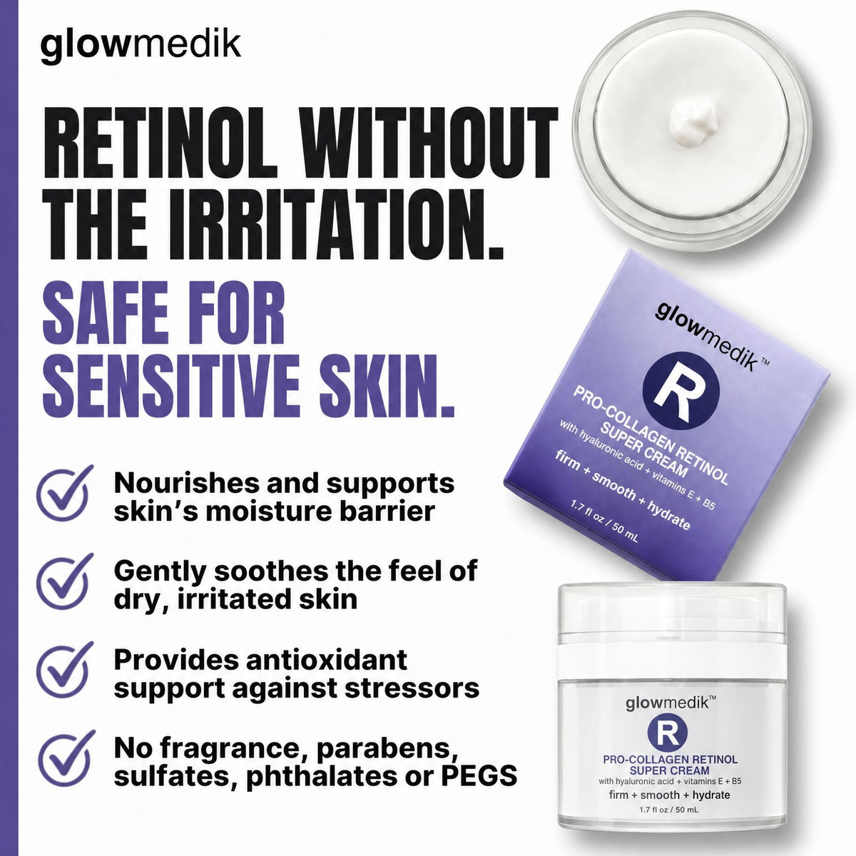 Glowmedik cream applied to face and neck demonstrating smooth application benefits