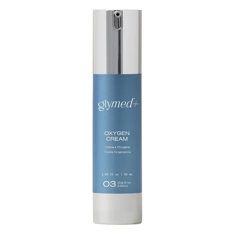 GLYMED oxygen treatment cream front packaging showing jar and glow benefit