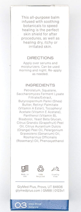 GlyMed Plus texture close-up of balm on fingertip demonstrating smooth protective hydration