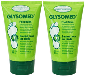Glysomed front packaging showing two 120 mL tubes and product benefits for soft feet