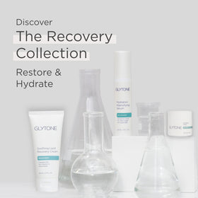 GLYTONE model with calm, hydrated skin post-treatment showing recovery