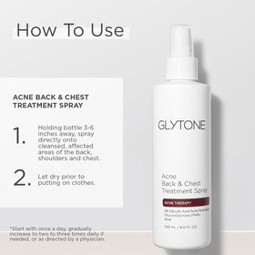 Glytone application on back in use demonstrating reach and convenience for bacne