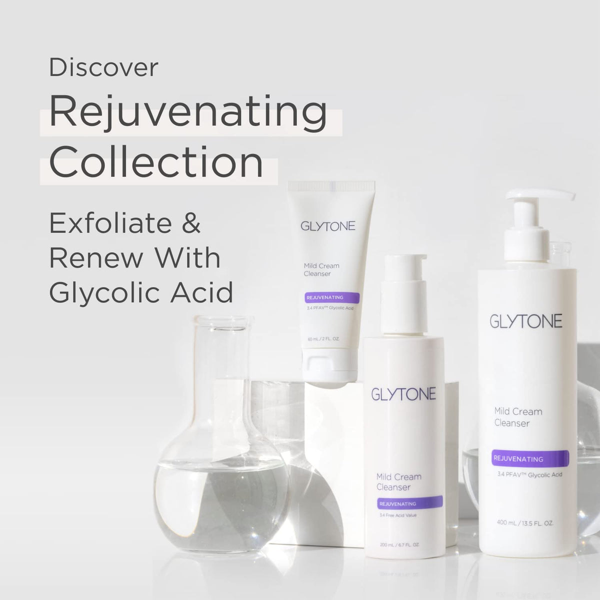 GLYTONE product on bathroom shelf in lifestyle setting conveying daily use appeal
