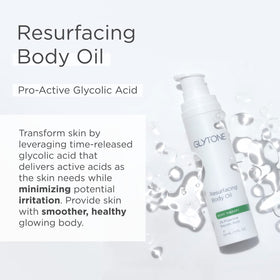 GLYTONE pump and label close-up highlighting active glycolic acid benefit