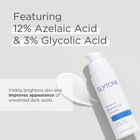 Glytone ingredient label close-up showing azelaic and glycolic percentages