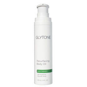 GLYTONE front packaging showing bottle, promotes exfoliation and hydration