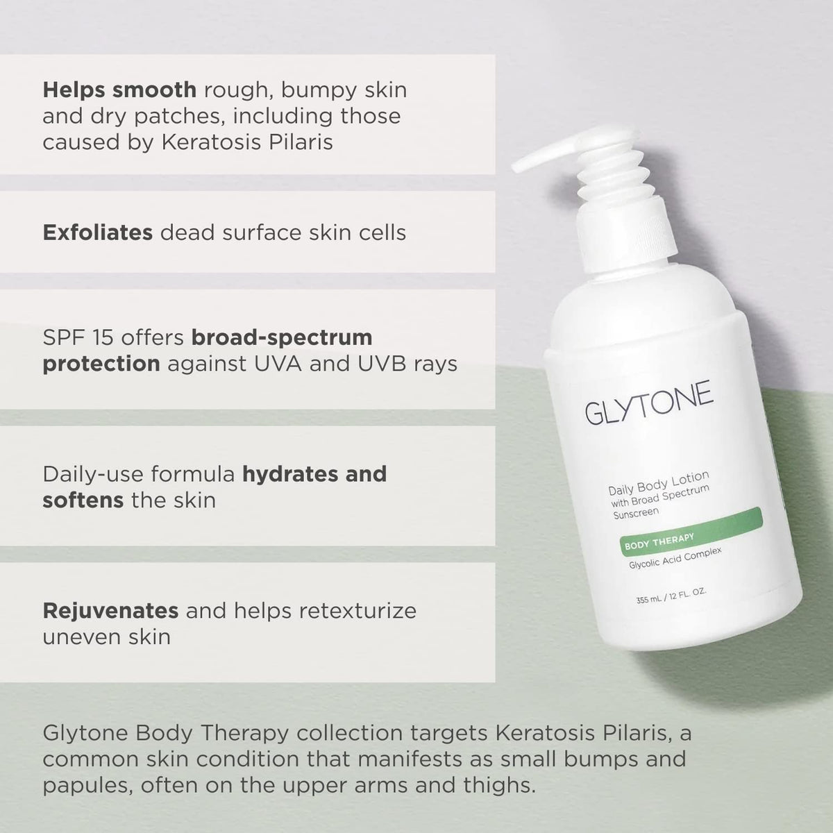 GLYTONE label close-up showing active ingredients and clarity benefit