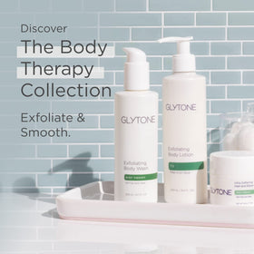 GLYTONE in a bathroom routine setting showing daily-use convenience