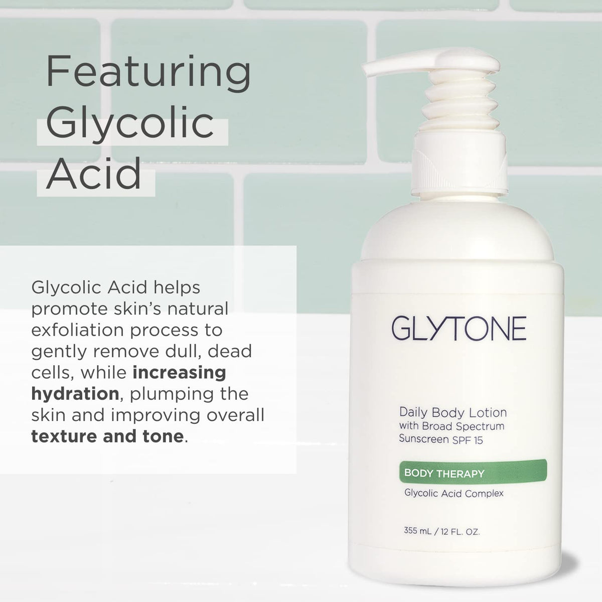 GLYTONE pouring lotion to show consistency and moisturizing benefit
