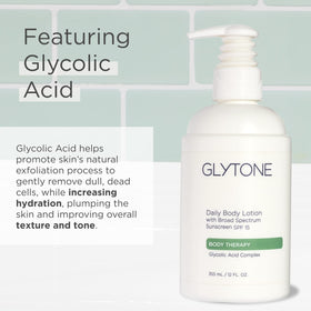 GLYTONE pouring lotion to show consistency and moisturizing benefit
