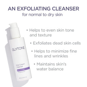 GLYTONE pump dispensing cream cleanser showing easy one-hand use