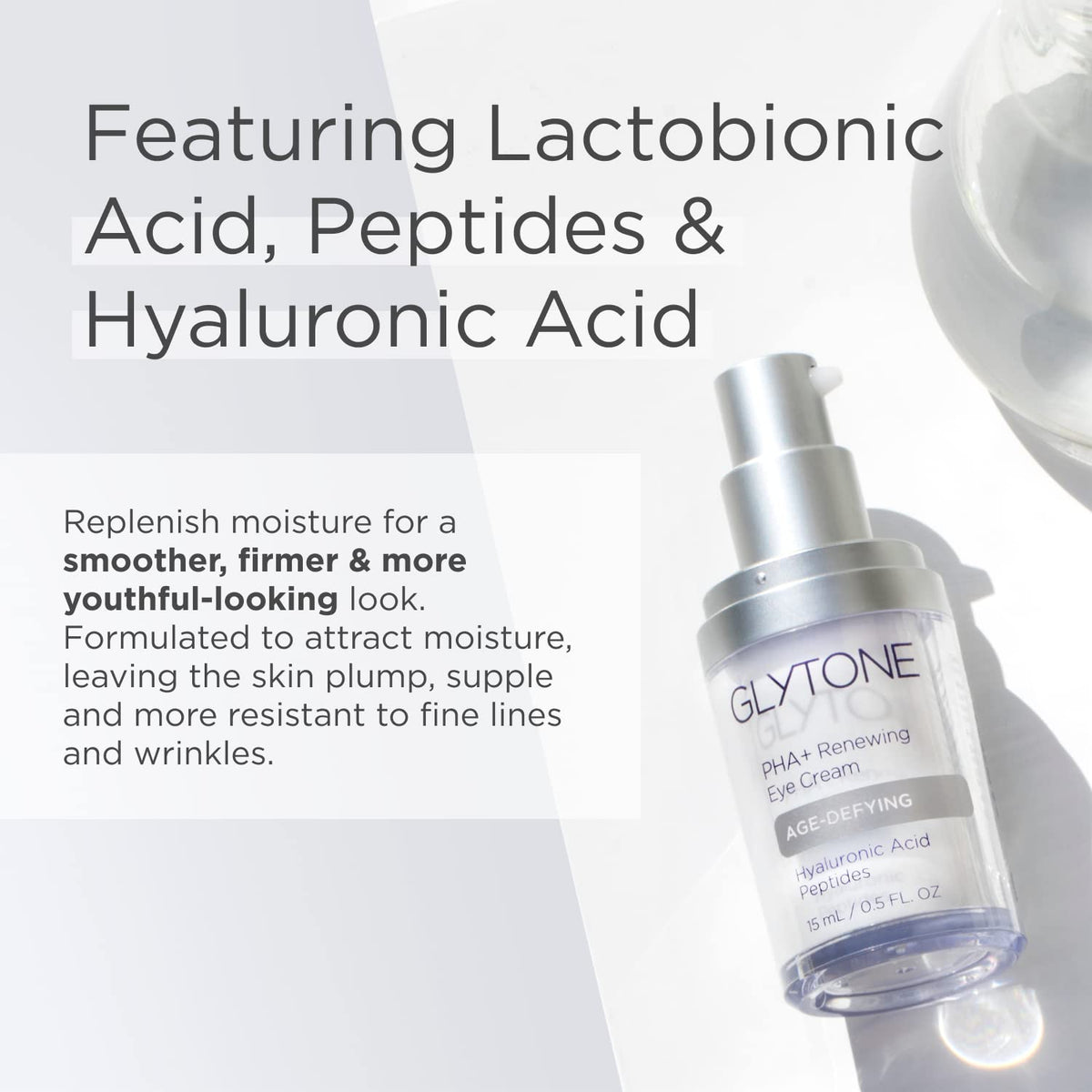 Glytone dispensed amount on fingertip showing quick-absorbing benefit