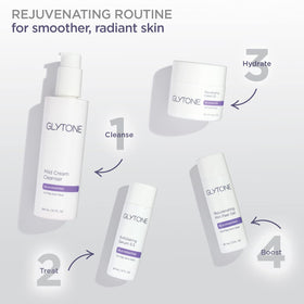 GLYTONE bottle in hand to show size and travel-friendly scale