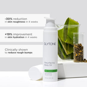 GLYTONE 4 fl oz bottle held for scale, ideal travel-size hydration