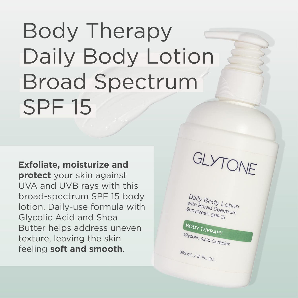 GLYTONE lotion texture close-up highlighting smooth, hydrating finish