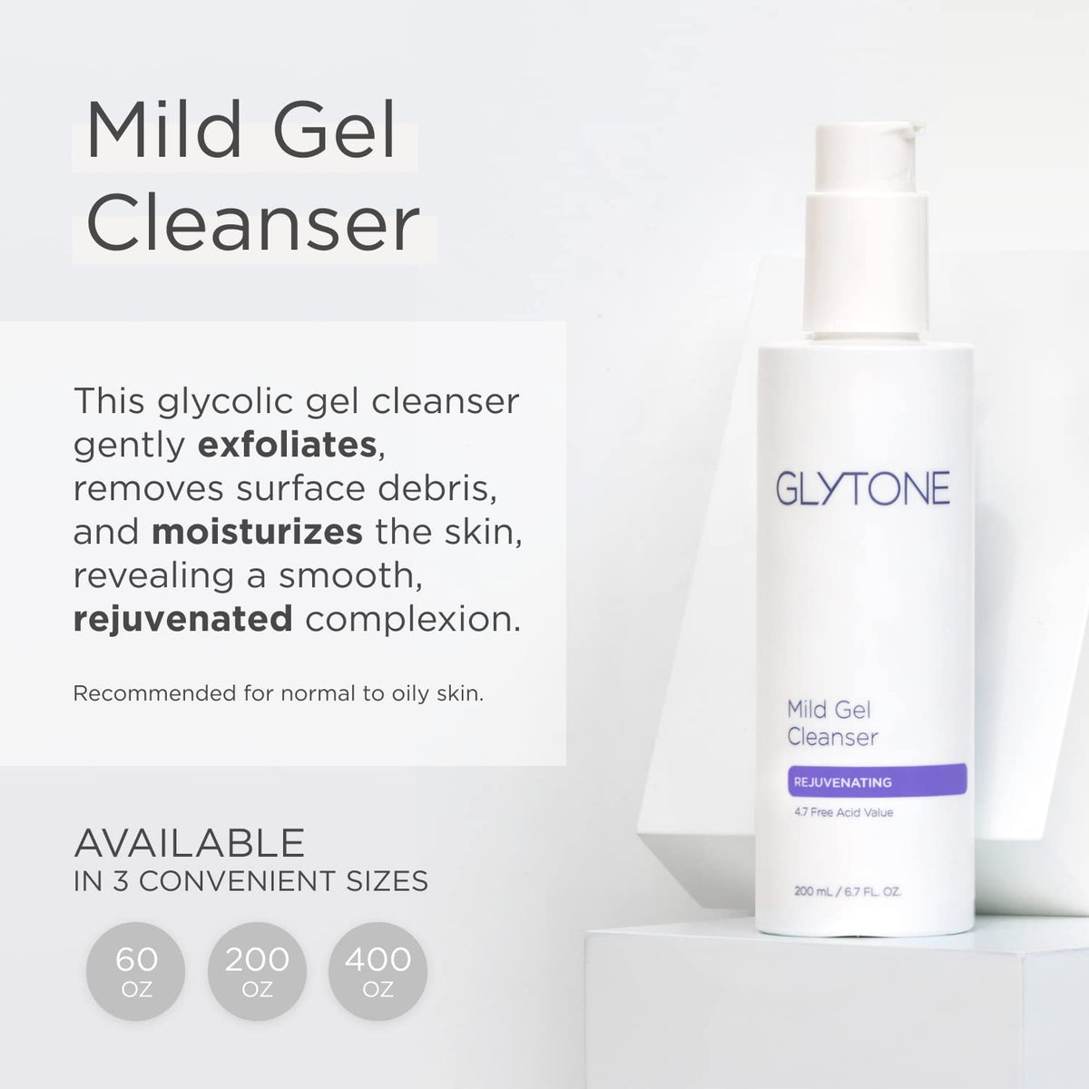 GLYTONE gel texture close-up highlighting smooth consistency and hydrating glycerin benefit