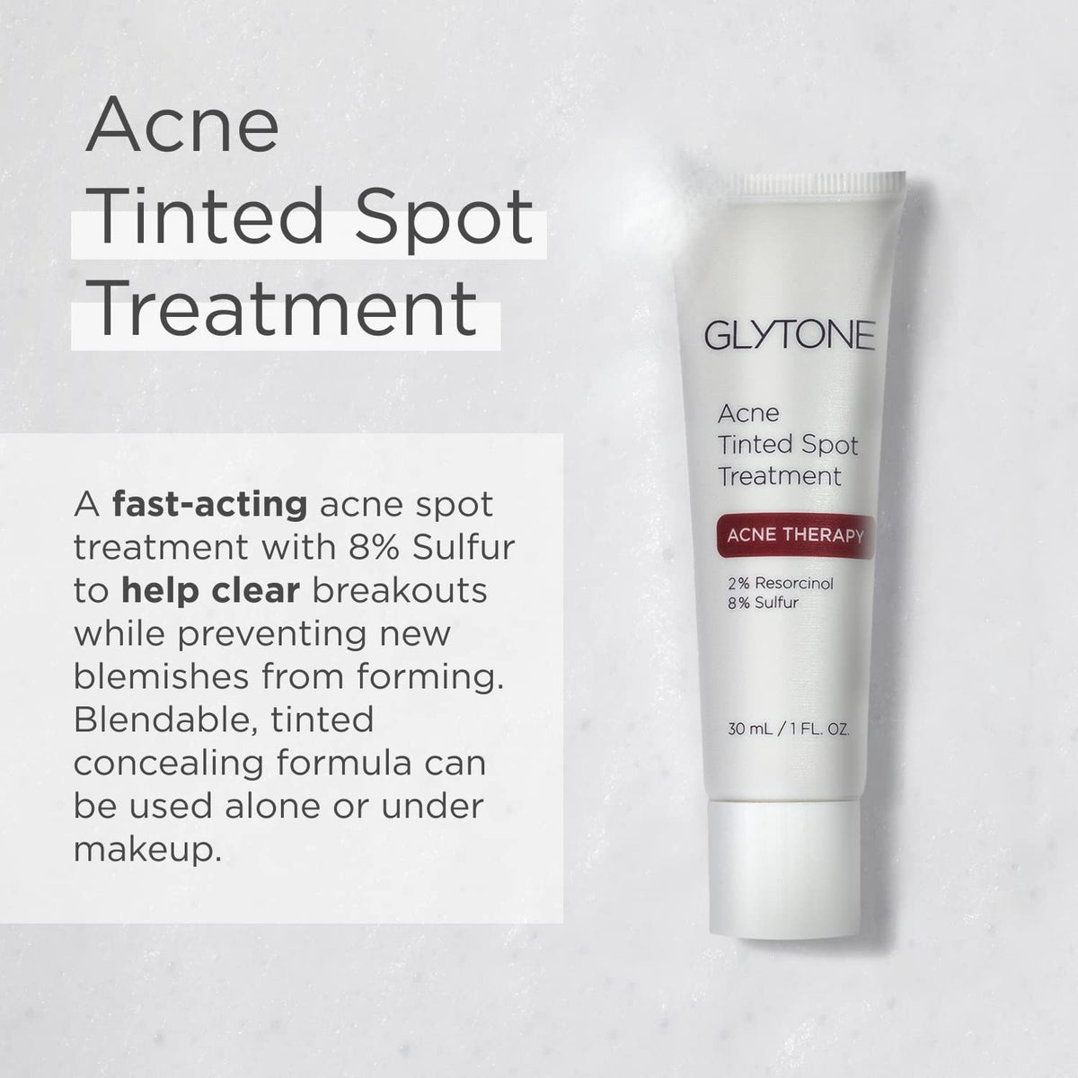 GLYTONE cream texture close-up showing smooth blendability for natural coverage