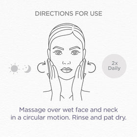 GLYTONE cleanser being rinsed from face showing gentle effective cleanse