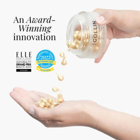 G.M. COLLIN capsules on a bathroom vanity, convenient travel and routine